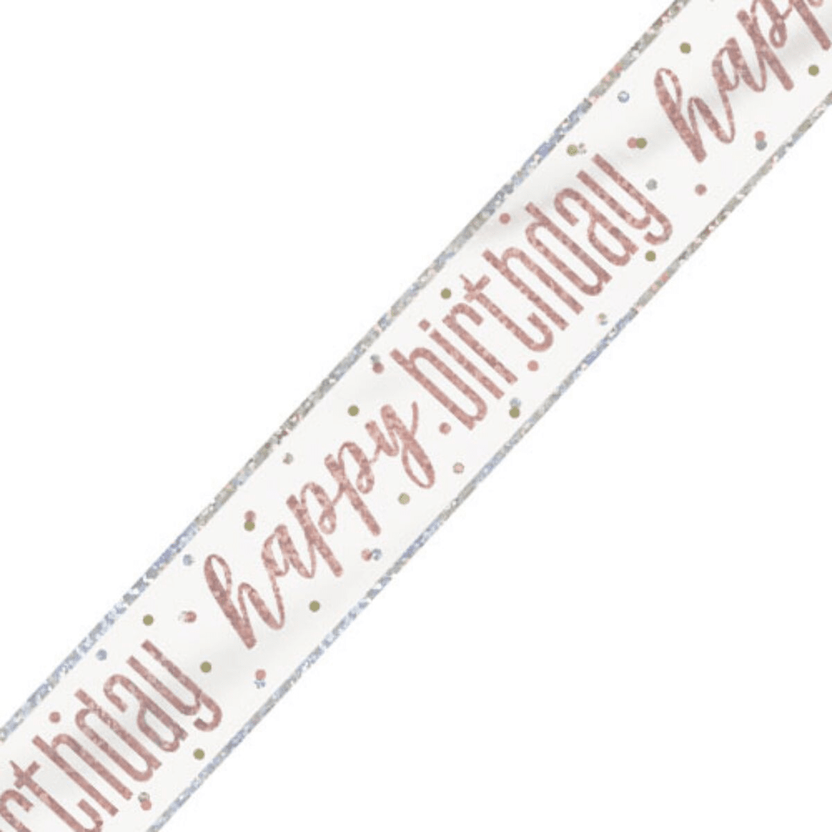 Rose Gold & Silver Prismatic Foil Banner Happy Birthday Rose Gold & Silver Foil Party Decoration for Milestone Celebrations UP